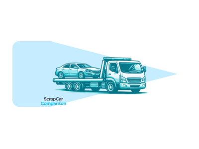 Scrap car on tow truck guide